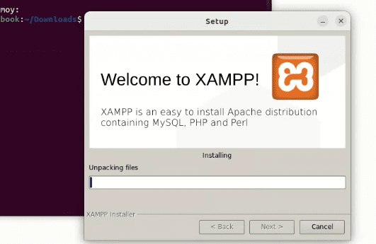 xampp installation in progress in ubuntu